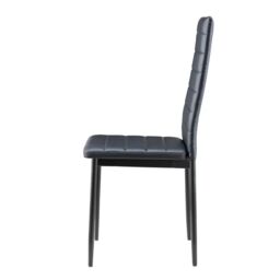 Living and Home 3-Piece Dining Table Set of 2 Modern Faux Leather Dining Chairs and Tempered Glass Round Table in Black - thumbnail 9