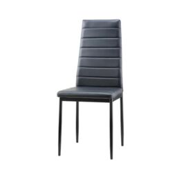 Living and Home 3-Piece Dining Table Set of 2 Modern Faux Leather Dining Chairs and Tempered Glass Round Table in Black - thumbnail 8