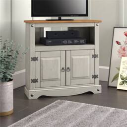 Nordara TV Stand Corner Grey Television Unit Mexican Solid Pine Wax - thumbnail 6