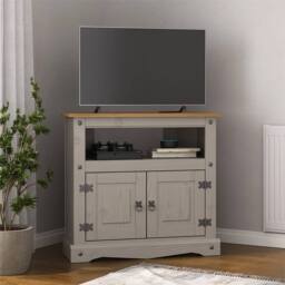 Nordara TV Stand Corner Grey Television Unit Mexican Solid Pine Wax - thumbnail 5