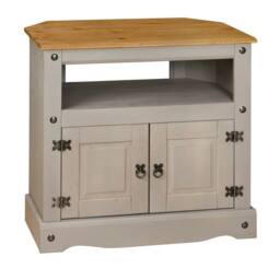 Nordara TV Stand Corner Grey Television Unit Mexican Solid Pine Wax - thumbnail 3