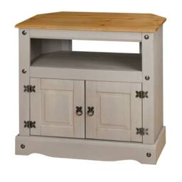 Nordara TV Stand Corner Grey Television Unit Mexican Solid Pine Wax - thumbnail 2