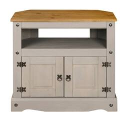 Nordara TV Stand Corner Grey Television Unit Mexican Solid Pine Wax - thumbnail 1