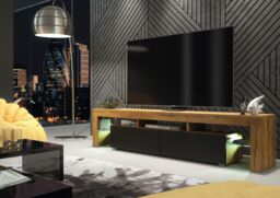 Creative Furniture Nova TV Unit 200cm - A Spacious & Modern Cabinet with Gloss Doors & LED Lights in Dark Brown - thumbnail 3