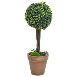 Berkfield Home Artificial Boxwood Plants 2 pcs with Pots Ball Shaped Green 56 cm - thumbnail 2