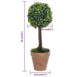 Berkfield Home Artificial Boxwood Plants 2 pcs with Pots Ball Shaped Green 56 cm - thumbnail 6