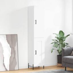 Berkfield Home Highboard White 34.5x34x180 cm Engineered Wood - thumbnail 2