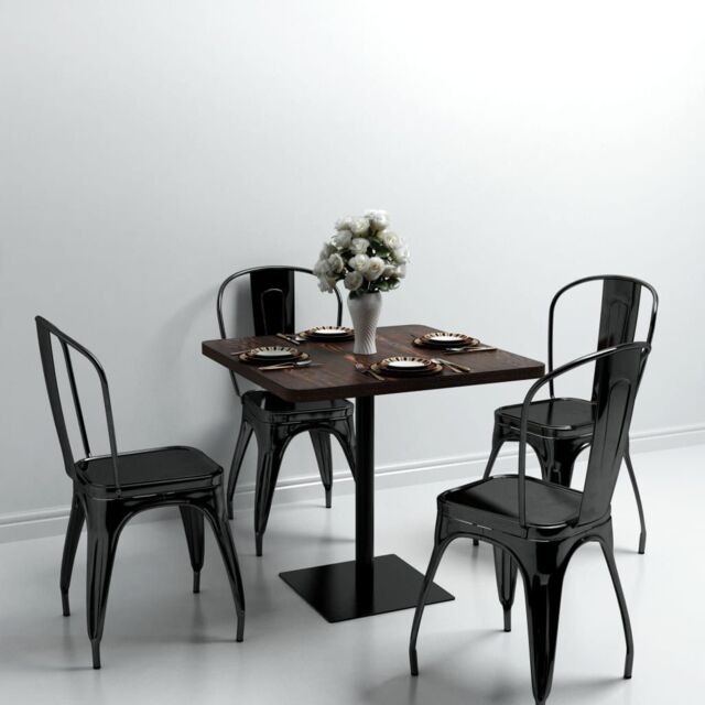 Berkfield Home Bistro Table MDF & Steel Square 80x80x75 cm Dark Ash in Brown - Size: 80 x 80 x 75 cm - image 1
