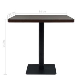 Berkfield Home Bistro Table MDF & Steel Square 80x80x75 cm Dark Ash in Brown - Size: 80 x 80 x 75 cm - thumbnail 6