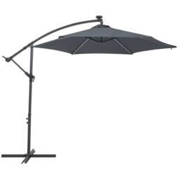 Wyld and Coco 285 cm Grey Cantilever Parasol with Solar LED Lights Aluminium Pole - thumbnail 5
