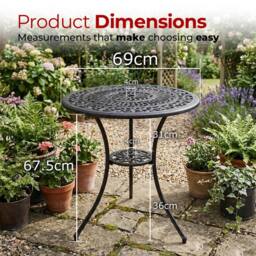 Centurion Supports POSITANO Garden & Patio Cast Aluminium Bistro Table in Black - thumbnail 9