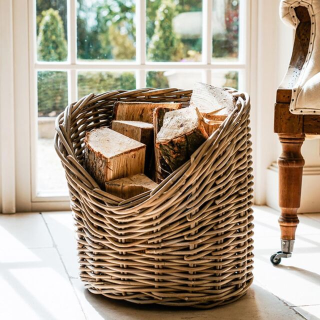 Ivyline Wicker Log Basket Round H42cm D42Cm in Natural - image 1