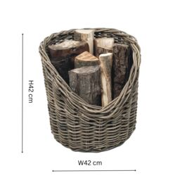 Ivyline Wicker Log Basket Round H42cm D42Cm in Natural - thumbnail 3