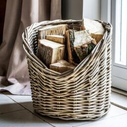 Ivyline Wicker Log Basket Round H42cm D42Cm in Natural - thumbnail 2