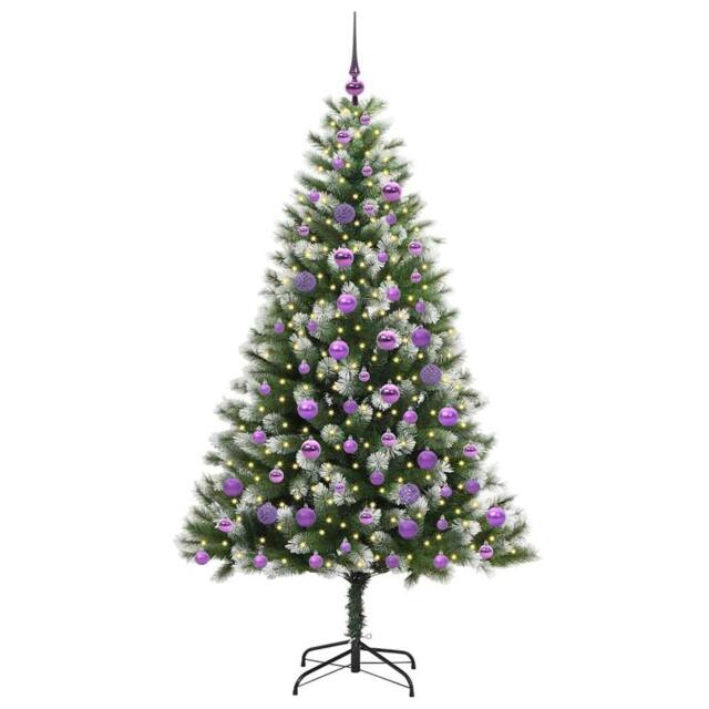 Berkfield Home Lush Artificial Hinged Christmas Tree with Flocked Snow 180 cm in Green - image 1