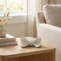 Garden Greatness Relica Blanc Bow Taper Candle Holder in Cream - Size: 1 Pack - thumbnail 2