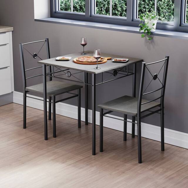 Home Discount Vida Designs Roslyn 2 Seater Dining Table & Chairs Set Of 2 in Grey - image 1