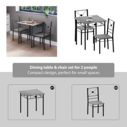Home Discount Vida Designs Roslyn 2 Seater Dining Table & Chairs Set Of 2 in Grey - thumbnail 3