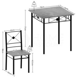 Home Discount Vida Designs Roslyn 2 Seater Dining Table & Chairs Set Of 2 in Grey - thumbnail 2