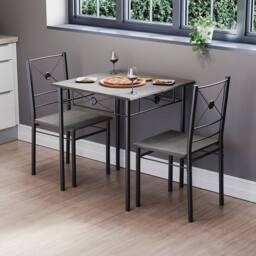 Home Discount Vida Designs Roslyn 2 Seater Dining Table & Chairs Set Of 2 in Grey