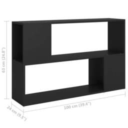 Berkfield Home Decorative Book Cabinet Black 100x24x63 cm Engineered Wood - Size: 100 x 24 x 63 cm - thumbnail 7