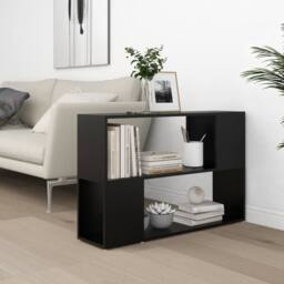 Berkfield Home Decorative Book Cabinet Black 100x24x63 cm Engineered Wood - Size: 100 x 24 x 63 cm - thumbnail 6