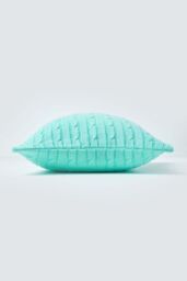 Homescapes Cotton Cable Knit Cushion Cover, 45 x 45 cm in Green - Size: 45 cm x 45 cm - thumbnail 2