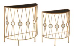 Orsina Stylish Set Of 2 Cross Design Console Tables, Durable Hallway Table, Easily Maintained Modern Console Table in Gold - thumbnail 2