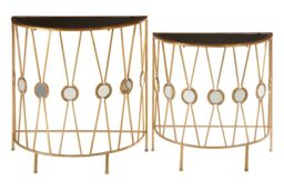 Orsina Stylish Set Of 2 Cross Design Console Tables, Durable Hallway Table, Easily Maintained Modern Console Table in Gold - thumbnail 6
