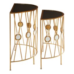 Orsina Stylish Set Of 2 Cross Design Console Tables, Durable Hallway Table, Easily Maintained Modern Console Table in Gold - thumbnail 3