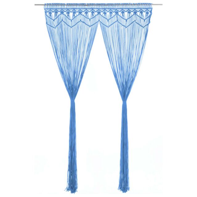 Berkfield Home Macrame Curtain Blue 140x240 cm Cotton - image 1