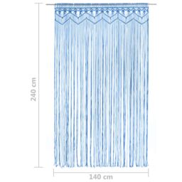 Berkfield Home Macrame Curtain Blue 140x240 cm Cotton - thumbnail 5
