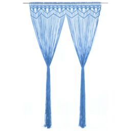 Berkfield Home Macrame Curtain Blue 140x240 cm Cotton