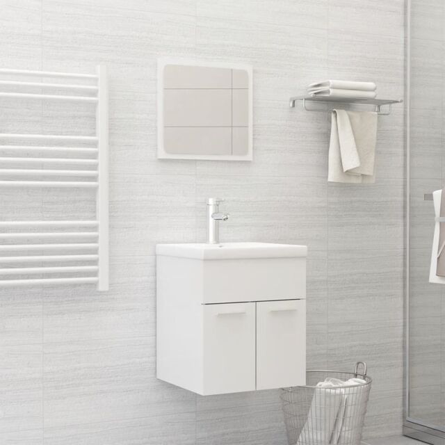 Berkfield Home Bathroom Furniture Set High Gloss White Engineered Wood - image 1