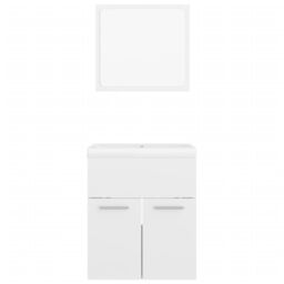 Berkfield Home Bathroom Furniture Set High Gloss White Engineered Wood - thumbnail 5