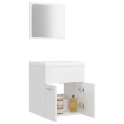 Berkfield Home Bathroom Furniture Set High Gloss White Engineered Wood - thumbnail 4