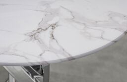 FurnitureboxUK Novara Round Marble Effect Glass Top Side Table With Silver Metal Starburst Legs in White - thumbnail 3
