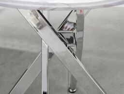 FurnitureboxUK Novara Round Marble Effect Glass Top Side Table With Silver Metal Starburst Legs in White - thumbnail 4