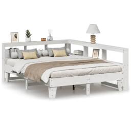 Berkfield Home Bookcase Bed without Mattress White 160x200cm Solid Wood Pine - Size: 160x200 cm - thumbnail 2