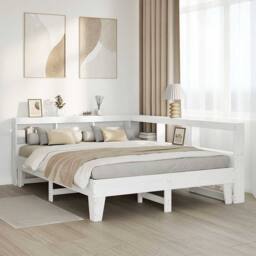 Berkfield Home Bookcase Bed without Mattress White 160x200cm Solid Wood Pine - Size: 160x200 cm - thumbnail 4