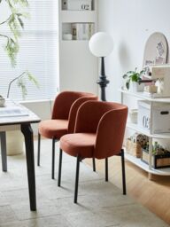Nordlys Set of 2 Scandinavian Metal Dining Room Chairs in Red - thumbnail 3