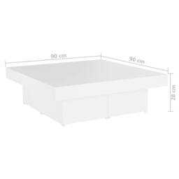 Berkfield Home Decorative Coffee Table White 90x90x28 cm Engineered Wood - Size: 90 x 90 x 28 cm - thumbnail 7