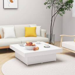 Berkfield Home Decorative Coffee Table White 90x90x28 cm Engineered Wood - Size: 90 x 90 x 28 cm - thumbnail 2