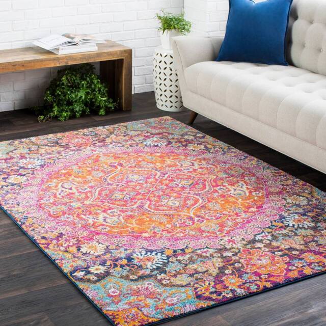 Livabliss Harput Vintage Orange Blue Grey Burgundy Traditional Boho Rug in Red - Size: 200 cm x 275 cm - image 1