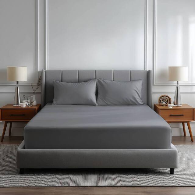 Snug City Luxury 200TC Soft Touch Fitted Sheet Bed Linen 40cm Extra Deep Skirt in Grey - Size: Single - image 1