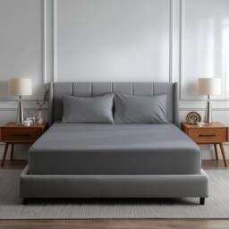 Snug City Luxury 200TC Soft Touch Fitted Sheet Bed Linen 40cm Extra Deep Skirt in Grey - Size: Single - thumbnail 1