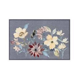 The Rug Shop UK Grey Yellow Brown Modern Floral Easy to Clean Mat - Size: 50 cm x 75 cm - thumbnail 1