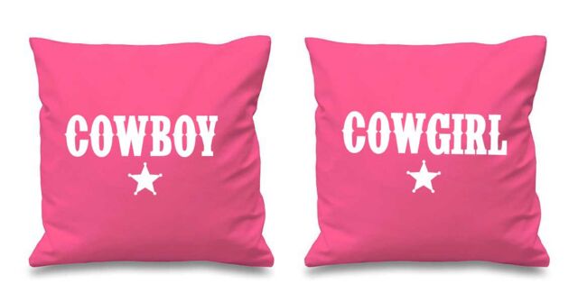 60 SECOND MAKEOVER Cowboy Cowgirl Pink Cushion Covers - Size: 40 cm x 40 cm