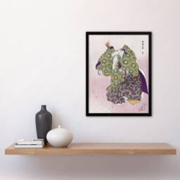 Artery8 Kogyo Tsukioka Framed Wall Art Print Noh Theater Play Arashiyama in Purple - Size: A4 - thumbnail 2