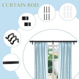 KORVIXA 36-88 inch Extendable Curtain Poles with End Finials in Black - Size: 10 - thumbnail 4